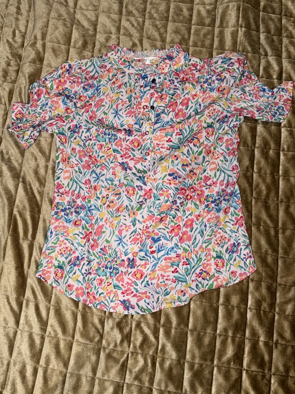 Floral Print Short-Sleeve Shirt - Pink Multicolor